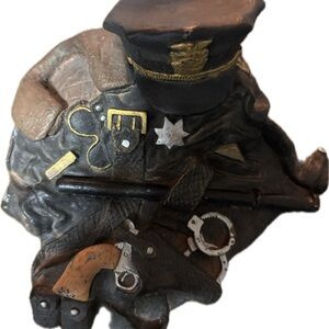 Black and Gold Police Officer Hat Decor